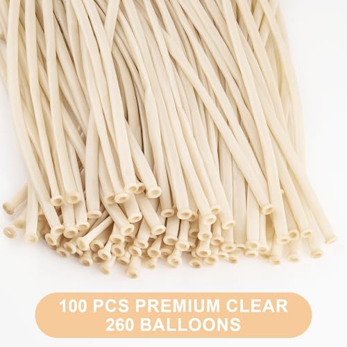 Clear 260 Balloons 100 PCS - Premium Long Skinny Latex Balloons for Animal Twisting, Beginners, Weddings & Birthdays Party...
