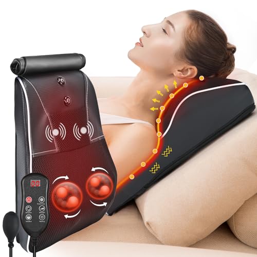hlthsky Shiatsu Neck and Back Massager with Heat,Neck Massager for Pain Relief deep Tissue,3D Kneading Massage Pillow for ...