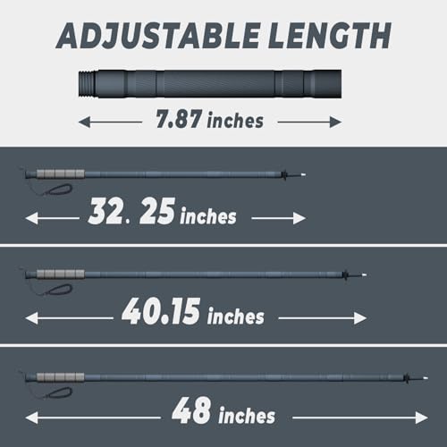 GoldPig 48" Modular Aluminum Tactical Hiking Stick – 6-Piece Walking Stick with Compass, Screwdriver & Whistle, Tungsten T...