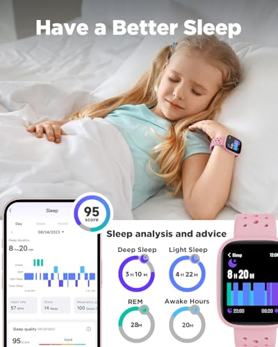 BIGGERFIVE Smart Watch for Kids, 1.8" Fitness Tracker Watch Pedometer, Heart Rate, Sleep Monitor, IP68 Waterproof, Calorie...