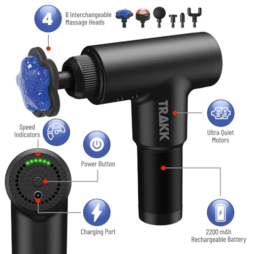 TRAKK Beast Cordless Hot and Cold Percussion Massager, 6 Intensity Levels, Deep Tissue Massage Gun, Black