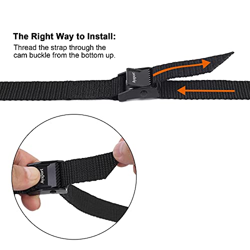 Ayaport Lashing Straps with Buckles Adjustable Cam Buckle Tie Down Cinch Strap for Packing Black 4 Pack