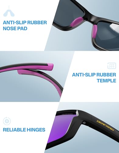 DEAFRAIN Polarized Sports Sunglasses for Men Women, Ideal for Running Fishing Driving Unbreakable Frame with UV Protection