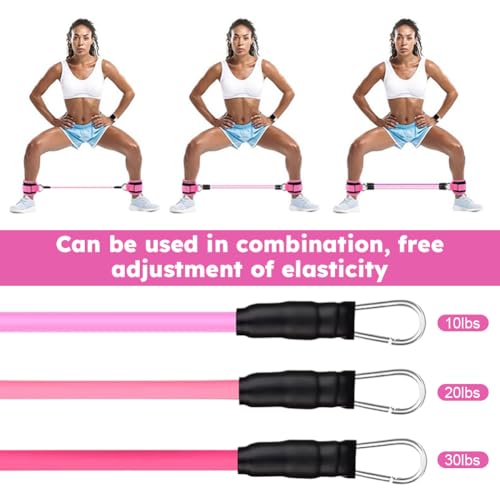 Ankle Resistance Bands with Cuffs, Elastic Resistance Band Set With Storage Bag Glutes Workout Equipment, Leg Butt Trainin...