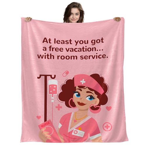 50"x70" Funny Get Well Soon Gifts for Women, Humorous Pink Thinking of You Comfort Blanket, Hilarious Surgery Recovery Gif...