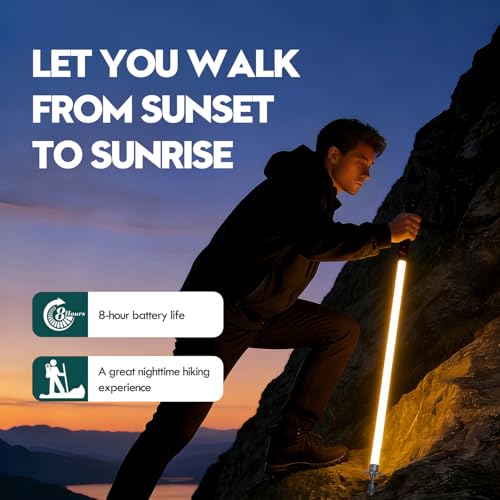 LED Light Safety Walking Stick, IP55 Waterproof Recharged Glowing Trekking Pole for Night Hiking, with SOS Mode & Ice-Brea...