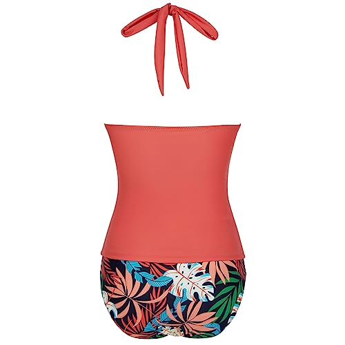 SUUKSESS Women Sexy Halter Tankini Bathing Suits Slimming Tummy Control High Waisted Swimsuits 2 Piece
