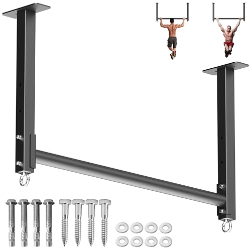 HWOOUSA Ceiling Mounted Pull Up Bar, Heavy Duty 700 LBS Multi Grip Pull Up Bars, 16"/24" Rafter Chin Up Bar, Ceiling Joist...