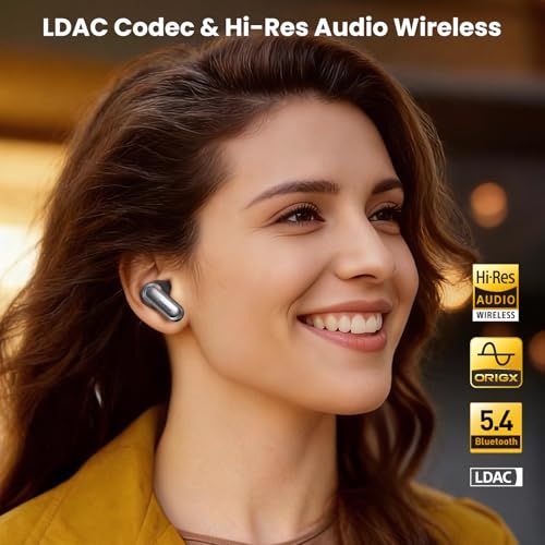 TOZO NC20 Active Noise Cancelling Wireless Earbuds, LDAC Hi-Res Sound Bluetooth Headphones, 6 Mics AI Call Ear Buds 80H Pl...