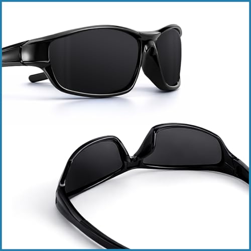 JATEBI 2 Pack Polarized Sports Sunglasses for Men Women, Wrap Around Sun Glasses UV400 Protection for Fishing Cycling Driv...
