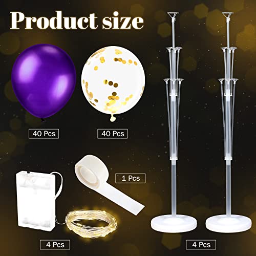 Wettarn 4 Set Balloon Column Kit for Floor with LED Light Balloons Stand Kit Tower Pillar Backdrop for Mardi Gras Valentin...