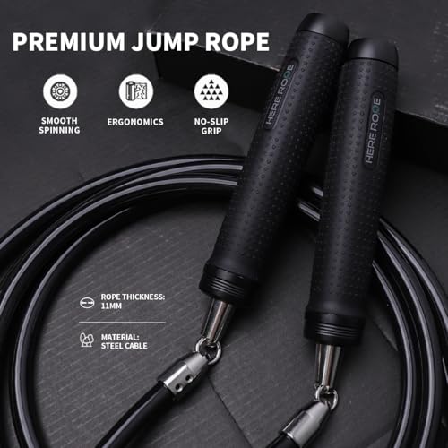 Weighted Jump Rope 1LB for Men & Women - Heavy Duty 11mm Steel Cable, Metal Handles with Smooth Spin, Comfortable Grips & ...