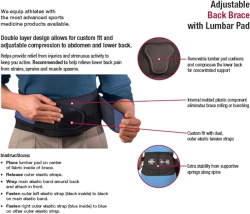 MUELLER Sports Medicine Adjustable Lumbar Back Brace with Removable Pad, Back Pain Relief Support for Men and Women, Ideal...