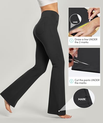 IUGA Yoga Pants Women Wide Leg High Waist Bootcut Workout Flare Leggings Tummy Control Work Dress Pants Women 4 Pockets
