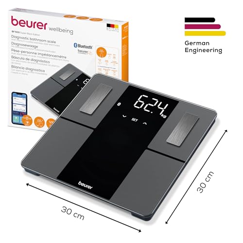 Beurer BF500 Smart Body Analysis Scale with Bluetooth & App, Accurate Digital Diagnostic Scale Measures Body Fat, Muscle M...