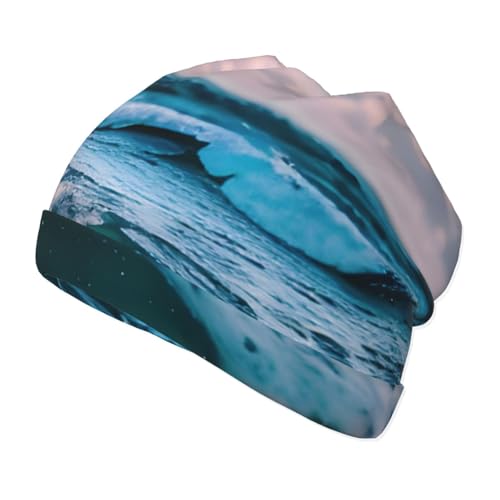 Ocean Waves Print Soft Beanie Winter Hat Warm Thermal Cap Headwear for Snow Play Outdoor Activities