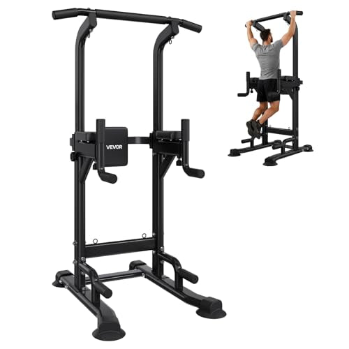 VEVOR Pull Up Bar, 330 LBS Power Tower Dip Station, Workout Dip Station with H-Shaped Stable Base & Back Pad, Adjustable 1...