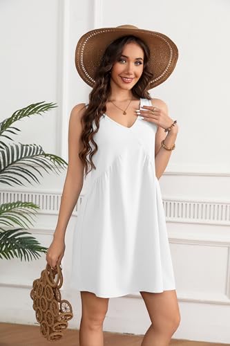 AI'MAGE Women's Swimsuit Coverup Sleeveless Beachwear Summer Casual Bathing Suit V Neck Bikini Coverups Mini Dress S-XXL
