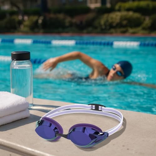 Speedo Women’s Vanquisher 3.0 Mirror Swim Goggles | Anti-Fog, UV Protection, Ocular 360 Lens, Women’s Racing Fit