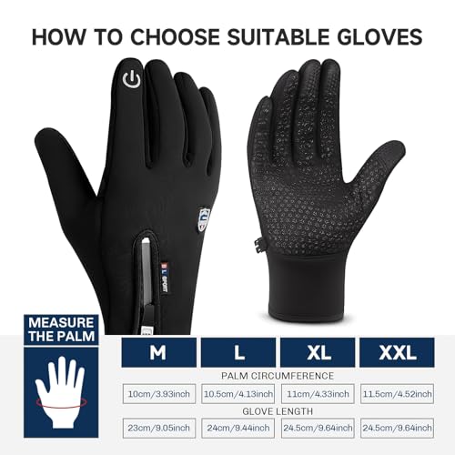 Outdoor Cold and Windproof Sports Gloves, Cold Touch Screen Anti-Slip Waterproof Windproof Suitable for Cycling and Skiin...