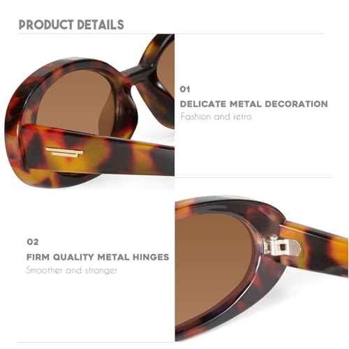 mosanana Retro Tiny Oval Sunglasses for Women with Small Face Narrow Style MS52360