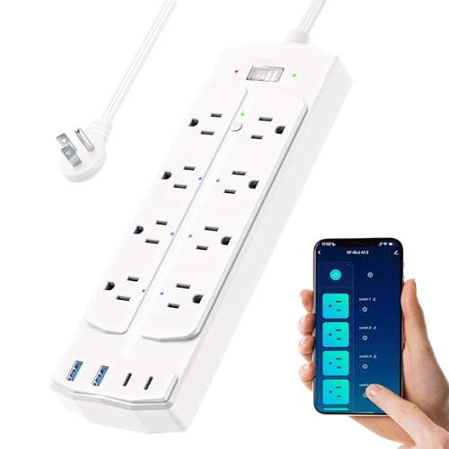 Smart Power Strip, Yozisital Surge Protector with 6 Smart Outlets and 4 USB Ports, 5FT Flat Plug Extension Cord for Home O...