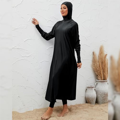 IDOPIP Muslim Swimsuits for Women with Hijab Islamic Burkini Swimwear Full Cover Long Sleeve Top Pants Dress Bathing Suits