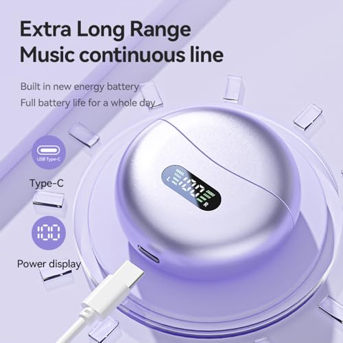 Piluyaa Clip-on Earbuds,Open Ear Earbuds Wireless Bluetooth 5.4, Lightweight Open Ear Headphones with C-Shaped Bridge,Slim...