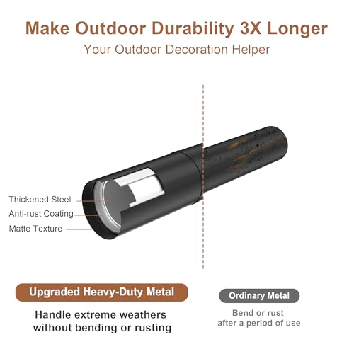6 Pack String Light Poles for Outside, Heavy-Duty Metal Poles for Outdoor String Lights with Fork, Adjustable Lighting Han...