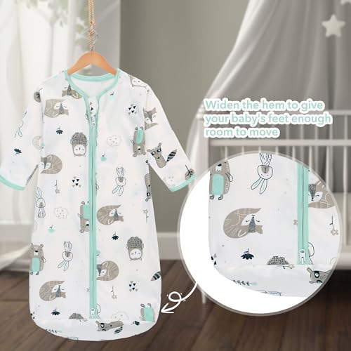 Miracle Baby Long Sleeve Sleep Sack 2-Pack, 100% Cotton Wearable Blanket Baby Sleeping Bag for Newborn Infant Toddler