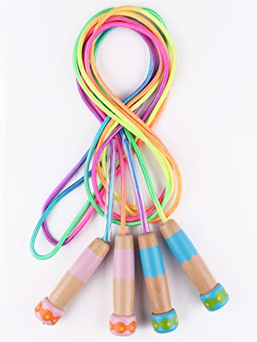 Jump Rope for Kids, Lorvain Adjustable Skipping Rope, Kids Jump Ropes with Wooden Handle for Girls Boys, Weighted Jumping ...