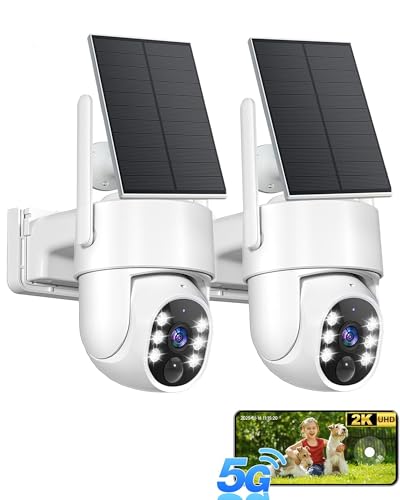 Gianteye 5G&2.4GHz Security Cameras Wireless Outdoor, 2K Cameras for Home Security, Solar & Battery Powered Security Camer...