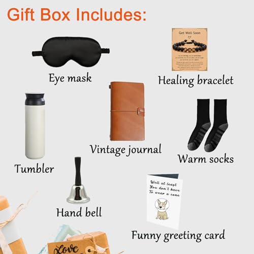 RNFENQS Get Well Soon Gifts Set for Men Sympathy After Surgery Recovery Baskets Care Package for Him Sick Friends Chemo Pa...