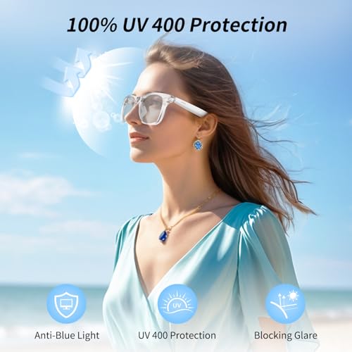 Smart Glasses, AI Bluetooth Glasses for Women/Men with 144 Language Instant Translation & Interpretation, Blue Light Filte...