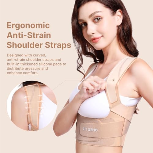 Fit Geno Posture Corrector for Women Invisilite: Invisible Lightweight Back Brace for Neck Shoulder & Upper Back Pain Reli...