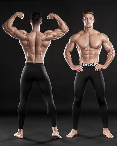 DRSKIN 5, 4, 3 or 1 Pack Men’s Compression Pants Tights Leggings Sports Baselayer Running Athletic Workout Active