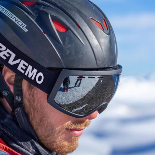 Revemo OTG Ski Goggles for Men Women, Snowboarding Ice Skating Goggles Winter Sports Goggles with UV, Anti Fog Over Glasses