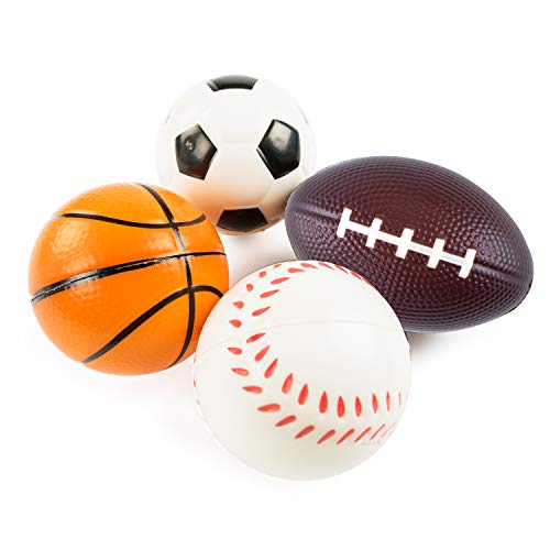 Super Z Outlet Mini Foam Sports Balls 24 Pack for Kids Adults Mini Baseball Football Basketball Soccer Stress Toy Game Par...