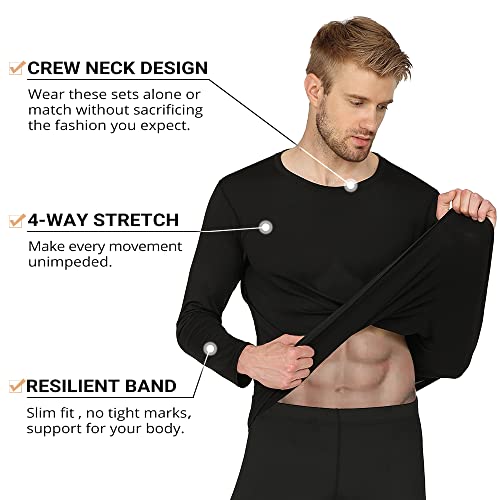 HEROBIKER Long Johns Thermal Underwear for Men Skiing Winter Warm Hunting Gear Fleece Lined Base Layer Set Top Bottom