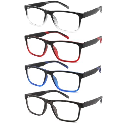 acavefox 4 Pack 1.75 Reading Glasses Men Readers Computer Blue Light Blocking Fashion and Comfortable Spring Hinge Eyeglasses