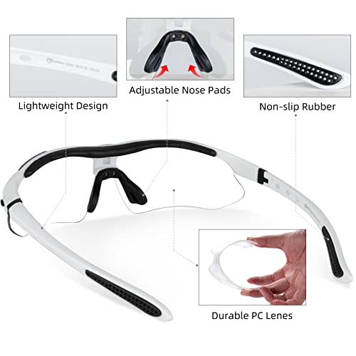 ROCKBROS Photochromic Sports Sunglasses Mens Pickleball Glasses Cycling Glasses MTB Sunglasses, with Removable Elasctic Band