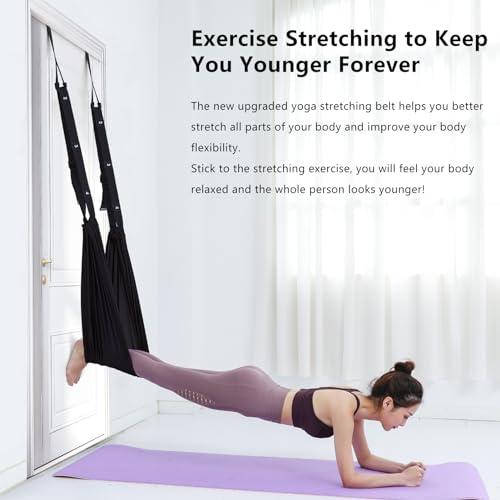 Yoga Stretching Strap, Leg Waist Back Bend Auxiliary Yoga Stretch Band, Upgraded Version with Door Anchor 2 Resistance Rop...
