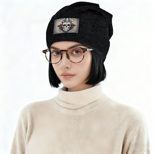 YANYU Skull Yoga Print Lightweight Waffle Pullover Hat Men Women Winter Headwear Outdoor Camping Travel