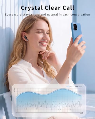 Wireless Earbuds, Bluetooth 5.4 Headphones HiFi Stereo, Ear Buds with 50H Playback, LED Display Wireless Earphones Clear C...