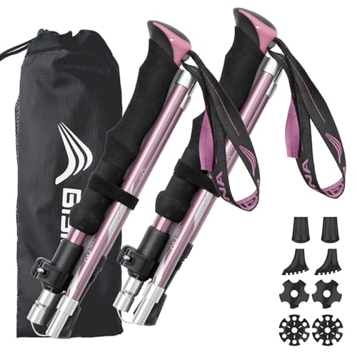BISINNA Hiking Poles Collapsible Trekking Poles Aluminum Alloy Hiking Sticks 2 pc Lightweight Adjustable Folding Stick for...