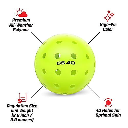 GoSports GS 40 Pickleball Balls - 4, 12, or 36 Pack of Regulation USAPA Pickleballs