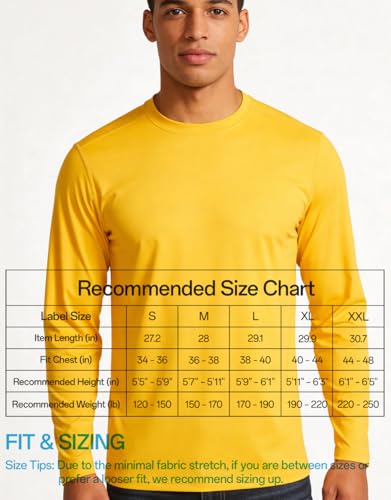 RGJU Long Sleeve Athletic Shirt Men Moisture Wicking Outdoor T-Shirt Dry Fit Running Tshirt Base Layer Tee Fitted