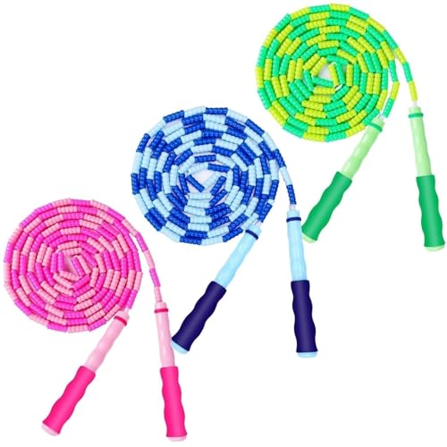 GRAWUN Jump Rope For Kids, Soft Beaded Jump Rope, Adjustable Length Tangle-Free Segmented Soft Beaded Skipping Rope，for Wo...