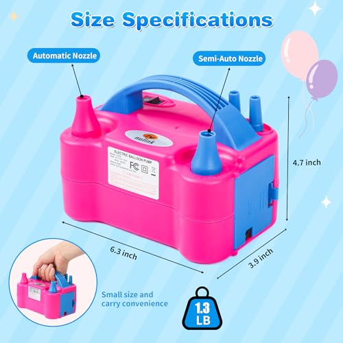 Nulink Electric Balloon Pump, Portable Electric Balloon Blower Machine Balloon Air Pump Dual Nozzle 110V 600W Balloon Infl...