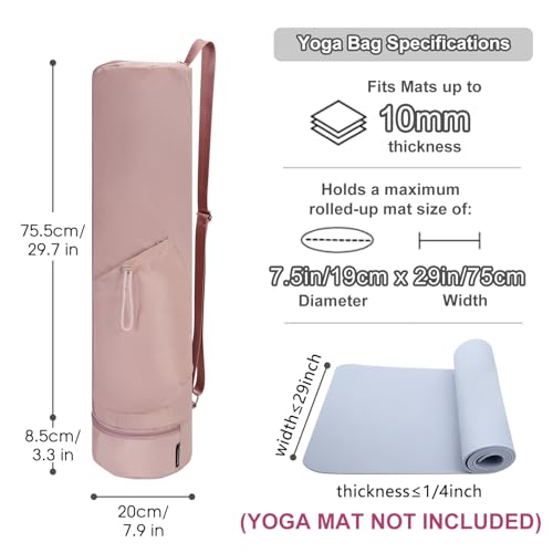 sportsnew Yoga Mat Bag, Full Zip Cargo Yoga Mat Carrier Bag with Drawstring Water Bottle Pocket and Bottom Wet Pocket, Exe...